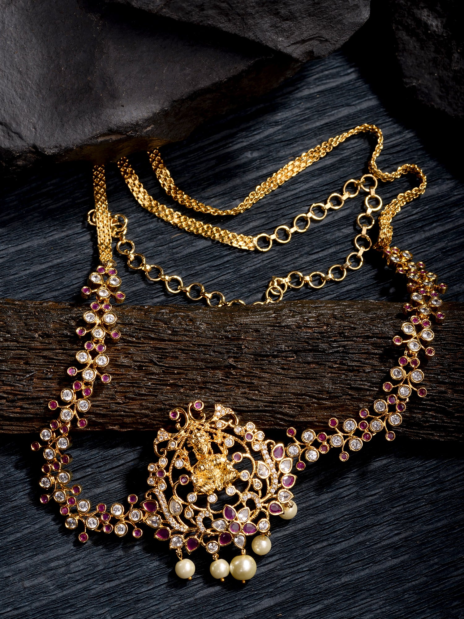 White &Red Gold plated AD Studded Temple Kamarbandh, zaveri pearls, sale price rs, sale price, sale gold plated, sale gold, sale, rubans, ring, regular price, priyassi jewellery, kushal's - S